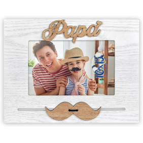 Cornice Papà Foto 10x15 - Portafoto biancco con Baffi Festa del Papà